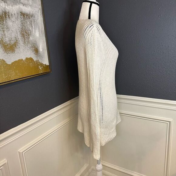 Eileen Fisher Open Knit V Neck Linen Sweater - Picture 4 of 8